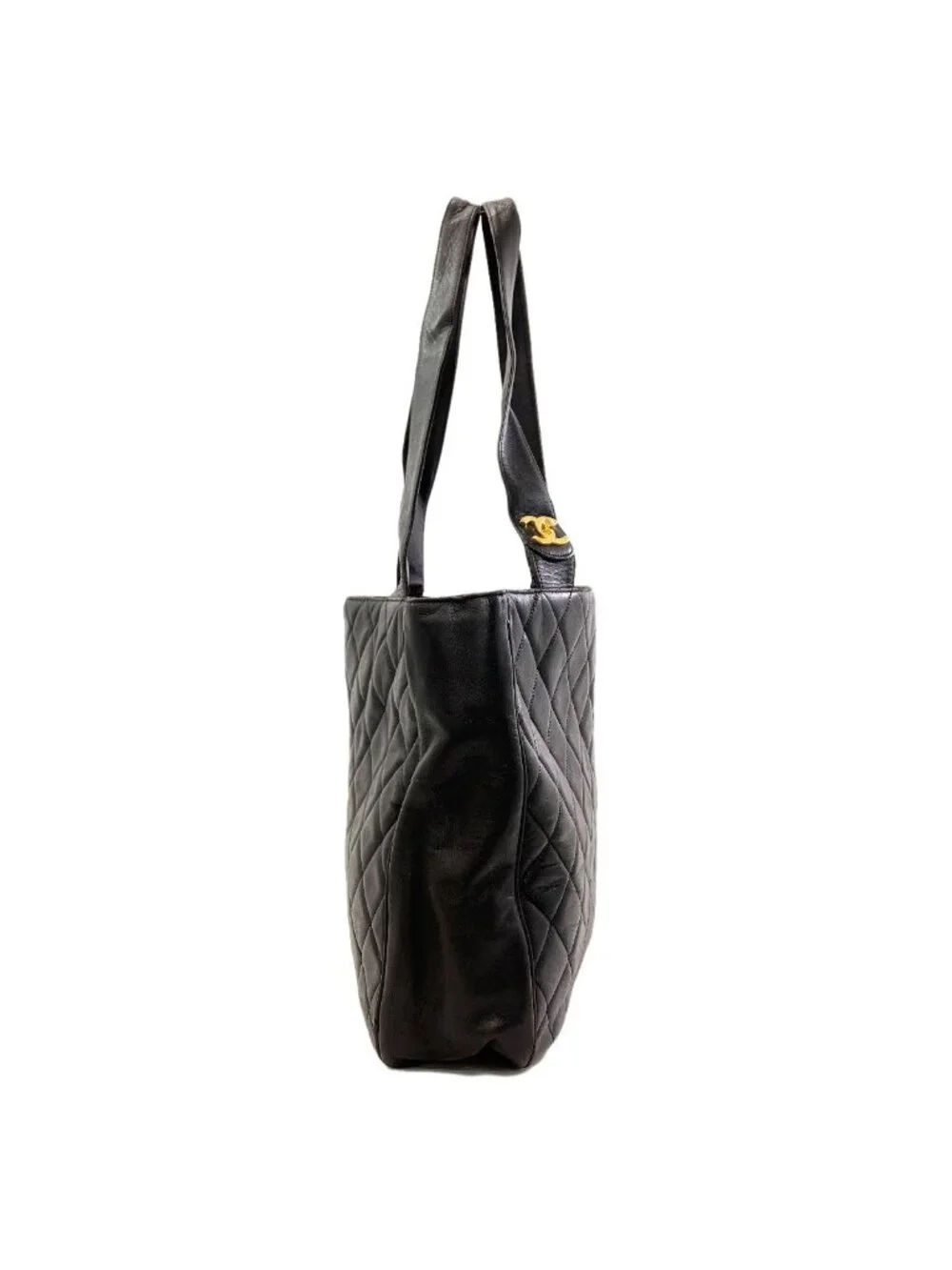 Chanel Quilted Gold Tote Bag Lambskin